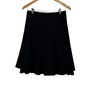 Scervino Street Black Wool Silk Ruffle Hem Mini Skirt size IT 42 US 8 Medium